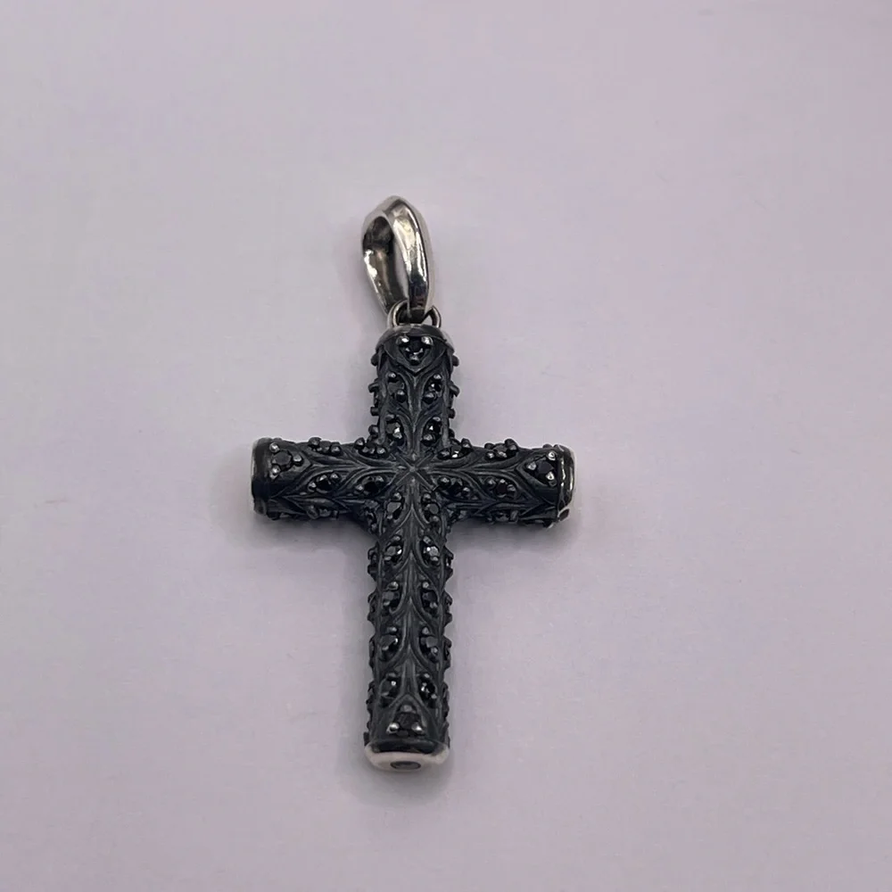 David Yurman Chevron Cross with Black Diamonds Pendant